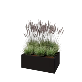 Pflanzkübel aus Stahl - Rechteckig - 80 x 50 x 30 cm - RAL9005 matte (schwarz) - Mit Bodenplatte