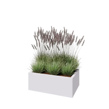 Pflanzkübel aus Stahl - Rechteckig - 80 x 50 x 30 cm - RAL9010 matte (weiß) - Mit Bodenplatte