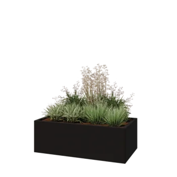 Pflanzkübel aus Stahl - Rechteckig - 120 x 60 x 40 cm - RAL9005 matte (schwarz) - Ohne Bodenplatte