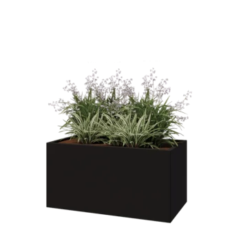 Pflanzkübel aus Stahl - Rechteckig - 120 x 60 x 60 cm - RAL9005 matte (schwarz) - Ohne Bodenplatte