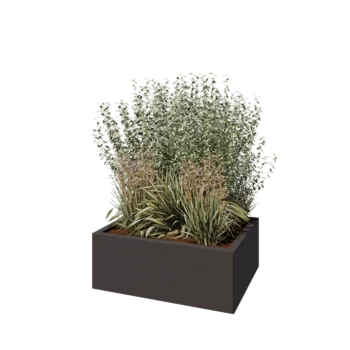 Pflanzkübel aus Stahl - Rechteckig - 80 x 60 x 30 cm - RAL7016 matte (anthrazitgrau) - Mit Bodenplatte