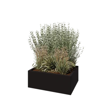 Pflanzkübel aus Stahl - Rechteckig - 80 x 60 x 30 cm - RAL9005 matte (schwarz) - Ohne Bodenplatte