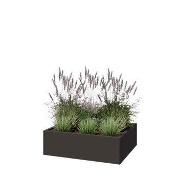 Pflanzkübel aus Stahl - Rechteckig - 100 x 80 x 30 cm - Andere RAL farbe - Mit Bodenplatte