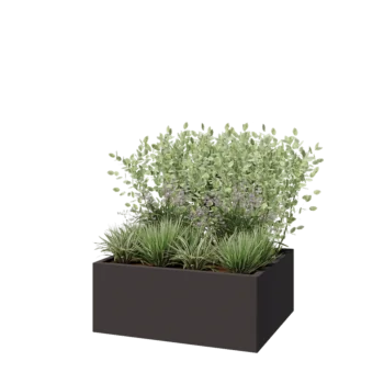 Pflanzkübel aus Stahl - Rechteckig - 100 x 80 x 40 cm - RAL7016 matte (anthrazitgrau) - Mit Bodenplatte