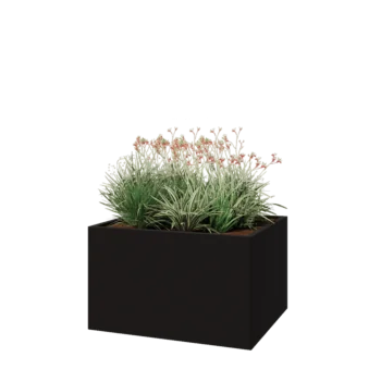 Pflanzkübel aus Stahl - Rechteckig - 100 x 80 x 60 cm - RAL9005 matte (schwarz) - Mit Bodenplatte