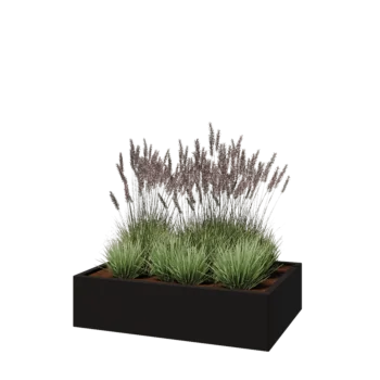 Pflanzkübel aus Stahl - Rechteckig - 120 x 80 x 30 cm - RAL9005 matte (schwarz) - Ohne Bodenplatte