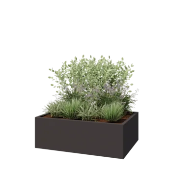 Pflanzkübel aus Stahl - Rechteckig - 120 x 80 x 40 cm - RAL7016 matte (anthrazitgrau) - Mit Bodenplatte