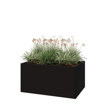 Pflanzkübel aus Stahl - Rechteckig - 120 x 80 x 60 cm - RAL9005 matte (schwarz) - Ohne Bodenplatte