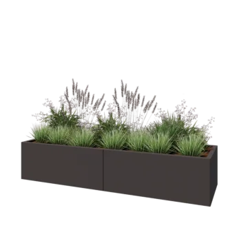 Hochbeet XXL aus Stahl - Rechteckig - 200 x 60 x 40 cm - Andere RAL farbe - Mit Bodenplatte