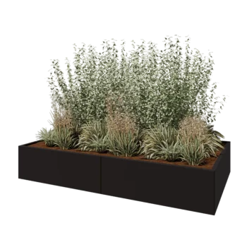 Hochbeet XXL aus Stahl - Rechteckig - 240 x 120 x 40 cm - RAL9005 matte (schwarz) - Mit Bodenplatte