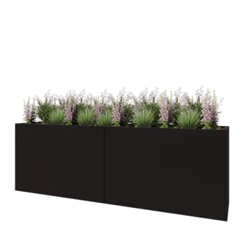 Hochbeet XXL aus Stahl - Rechteckig - 240 x 50 x 80 cm - RAL9005 matte (schwarz) - Mit Bodenplatte
