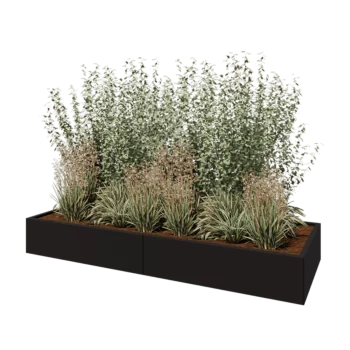 Hochbeet XXL aus Stahl - Rechteckig - 240 x 80 x 30 cm - RAL9005 matte (schwarz) - Mit Bodenplatte