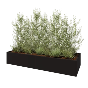 Hochbeet XXL aus Stahl - Rechteckig - 240 x 80 x 40 cm - RAL9005 matte (schwarz) - Ohne Bodenplatte