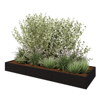 Hochbeet XXL aus Stahl - Rechteckig - 300 x 100 x 30 cm - RAL9005 matte (schwarz) - Ohne Bodenplatte