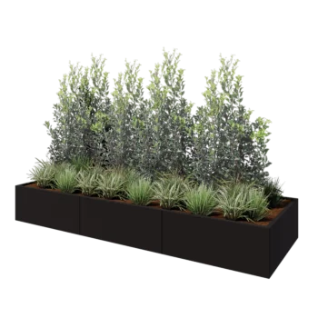 Hochbeet XXL aus Stahl - Rechteckig - 300 x 100 x 40 cm - RAL9005 matte (schwarz) - Ohne Bodenplatte