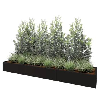 Hochbeet XXL aus Stahl - Rechteckig - 300 x 60 x 30 cm - RAL9005 matte (schwarz) - Ohne Bodenplatte