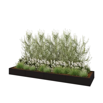 Hochbeet XXL aus Stahl - Rechteckig - 400 x 100 x 30 cm - RAL9005 matte (schwarz) - Ohne Bodenplatte