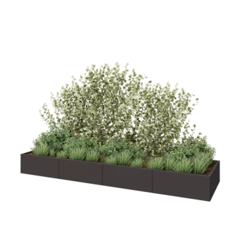 Hochbeet XXL aus Stahl - Rechteckig - 400 x 100 x 40 cm - Andere RAL farbe - Mit Bodenplatte