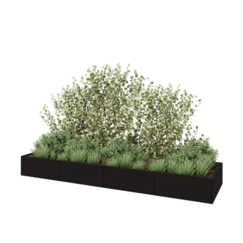 Hochbeet XXL aus Stahl - Rechteckig - 400 x 100 x 40 cm - RAL9005 matte (schwarz) - Ohne Bodenplatte