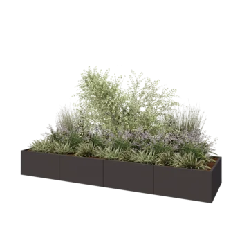 Hochbeet XXL aus Stahl - Rechteckig - 400 x 100 x 50 cm - RAL7016 matte (anthrazitgrau) - Ohne Bodenplatte