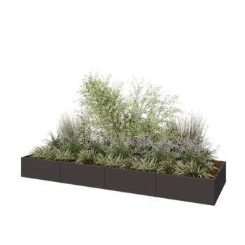 Hochbeet XXL aus Stahl - Rechteckig - 400 x 120 x 40 cm - RAL7016 matte (anthrazitgrau) - Mit Bodenplatte