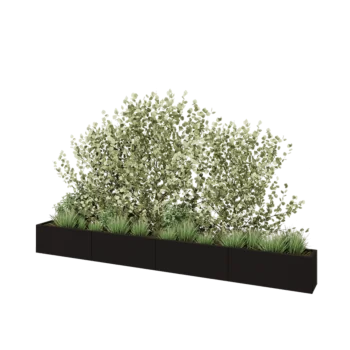 Hochbeet XXL aus Stahl - Rechteckig - 400 x 30 x 40 cm - RAL9005 matte (schwarz) - Mit Bodenplatte