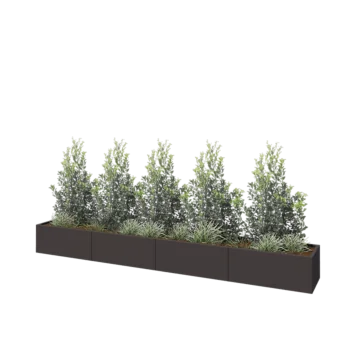 Hochbeet XXL aus Stahl - Rechteckig - 400 x 50 x 40 cm - RAL7016 matte (anthrazitgrau) - Mit Bodenplatte