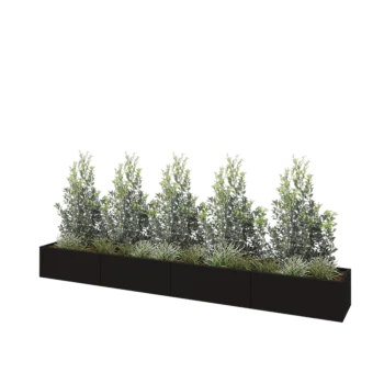 Hochbeet XXL aus Stahl - Rechteckig - 400 x 50 x 40 cm - RAL9005 matte (schwarz) - Ohne Bodenplatte