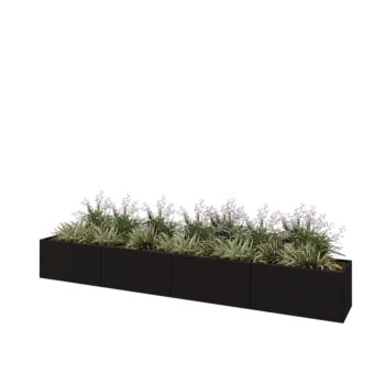 Hochbeet XXL aus Stahl - Rechteckig - 400 x 50 x 50 cm - RAL9005 matte (schwarz) - Ohne Bodenplatte