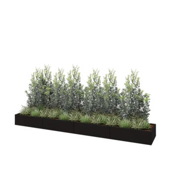 Hochbeet XXL aus Stahl - Rechteckig - 400 x 60 x 30 cm - RAL9005 matte (schwarz) - Mit Bodenplatte