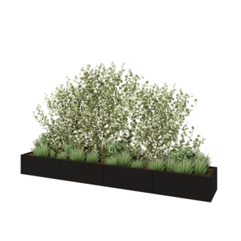 Hochbeet XXL aus Stahl - Rechteckig - 400 x 60 x 40 cm - RAL9005 matte (schwarz) - Mit Bodenplatte