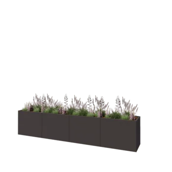 Hochbeet XXL aus Stahl - Rechteckig - 400 x 60 x 80 cm - RAL7016 matte (anthrazitgrau) - Mit Bodenplatte