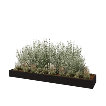 Hochbeet XXL aus Stahl - Rechteckig - 400 x 80 x 30 cm - RAL9005 matte (schwarz) - Ohne Bodenplatte