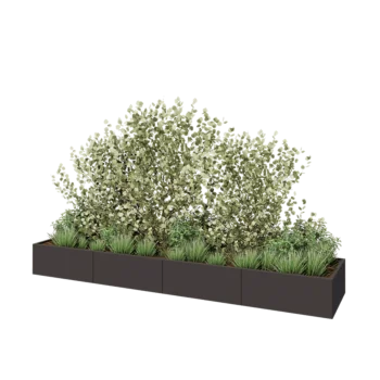 Hochbeet XXL aus Stahl - Rechteckig - 400 x 80 x 40 cm - Andere RAL farbe - Mit Bodenplatte