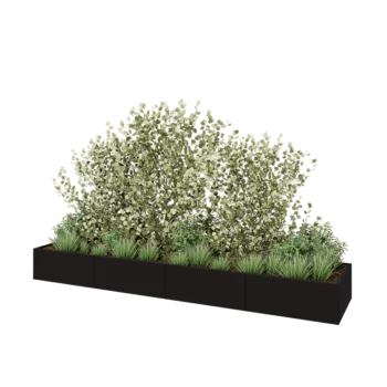 Hochbeet XXL aus Stahl - Rechteckig - 400 x 80 x 40 cm - RAL9005 matte (schwarz) - Mit Bodenplatte