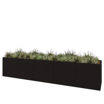 Hochbeet XXL aus Stahl - Rechteckig - 500 x 100 x 100 cm - RAL9005 matte (schwarz) - Mit Bodenplatte
