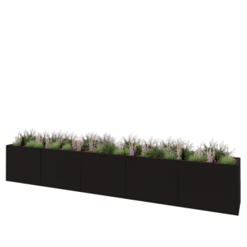 Hochbeet XXL aus Stahl - Rechteckig - 500 x 60 x 80 cm - RAL9005 matte (schwarz) - Mit Bodenplatte