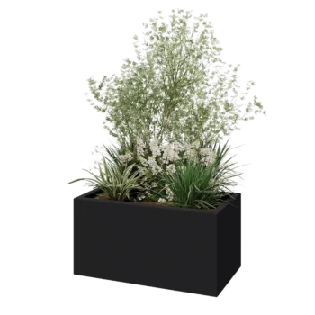 Fiberglas Pflanzkübel - Rechteck - 80 x 40 x 40 cm - RAL7021 matte (schwarzgrau) - Mit Boden