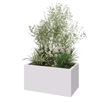 Fiberglas Pflanzkübel - Rechteck - 80 x 40 x 40 cm - RAL9010 matte (Weiß) - Mit Boden