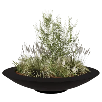 Fiberglas Pflanzkübel - Schale - Ø 200 x 40 cm - RAL9005 matte (Schwarz) - Mit Boden