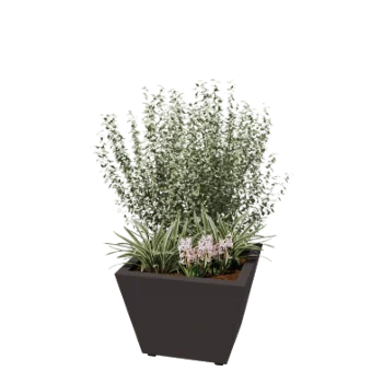 Pflanzkübel aus Stahl - Konisch - 60 x 60 x 41,5 cm - Geschweißt - RAL7016 matte (anthrazitgrau) - Mit bodenplatte