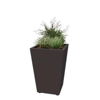 Pflanzkübel aus Stahl - Konisch - 60 x 60 x 81,5 cm - Geschweißt - RAL7016 matte (anthrazitgrau) - Mit bodenplatte