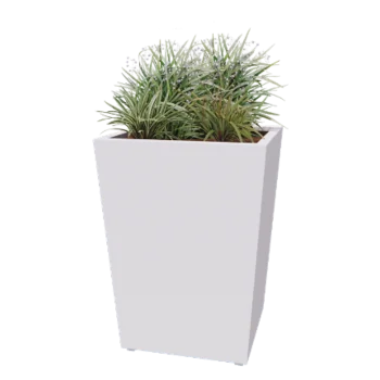 Pflanzkübel aus Stahl - Konisch - 80 x 80 x 101,5 cm - Geschweißt - RAL9010 matte (weiß) - Mit bodenplatte