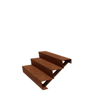 Cortenstahl Außentreppe - 3-Stufige - 72 x 120 x 51 cm