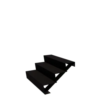 Außentreppe aus Stahl - 3-Stufige - 72 x 100 x 51 cm - RAL9005 matte (schwarz)