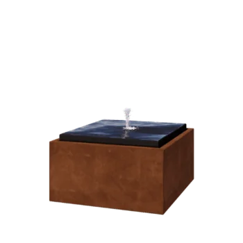 Cortenstahl Wassertisch - Orin - 80 x 80 x 40 cm - Mit LED-Beleuchtung